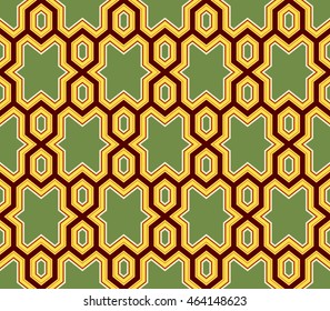 Antique seamless background image of polygon geometry cross star frame
