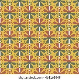 Antique seamless background image of square cross flower geometry
