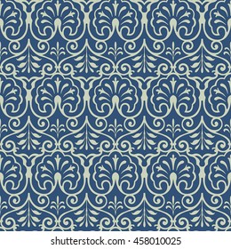 Antique seamless background image of vintage blue curve spiral cross frame