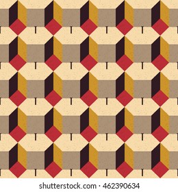 Antique seamless background image of vintage 3D polygon square geometry
