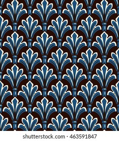 Antique seamless background image of vintage blue nature garden curve leaf
