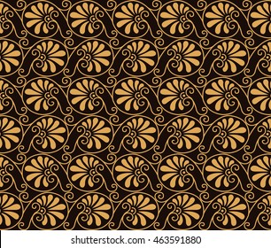 Antique seamless background image of vintage spiral curve round fan leaf

