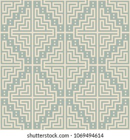 Antique seamless background Mosaic Pixel Square Geometry Cross Frame, Ideal for wallpaper decoration or greeting card design template.