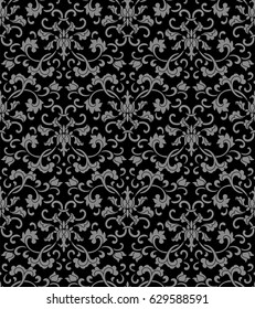 Antique seamless background oriental Chinese botanic spiral flower leaf chintz