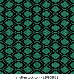 Antique seamless background oriental curve round cross line flower