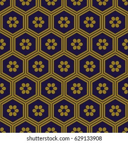 Antique seamless background oriental hexagon polygon frame round flower