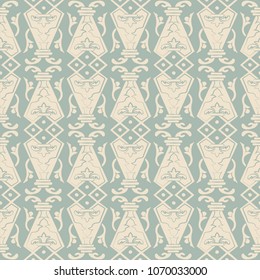 Antique seamless background Polygon Check Cross Frame Curve Plant, Ideal for wallpaper decoration or greeting card design template.