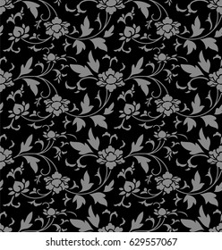Antique seamless background retro botanic garden flower vine