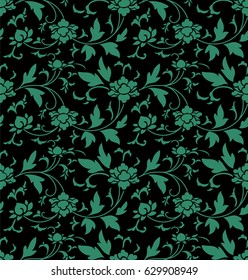 Antique seamless background, retro botanic garden flower