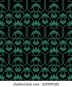 Antique seamless background retro China spiral curve cross vine cross flower