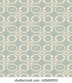 Antique seamless background retro octagon check cross frame flower