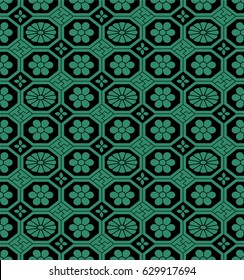 Antique seamless background retro octagon check cross frame flower