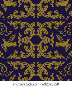 Antique seamless background retro spiral wave pigeon