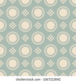 Antique seamless background Round Check square Mosaic Cross, Ideal for wallpaper decoration or greeting card design template.