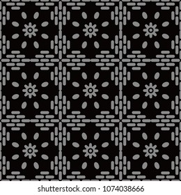 Antique seamless background Round Cross Frame Line Flower, Ideal for wallpaper decoration or greeting card design template.
