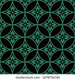Antique seamless background Round Cross Frame Flower, Ideal for wallpaper decoration or greeting card design template.