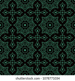Antique seamless background Round Cross Square Geometry Flower, Ideal for wallpaper decoration or greeting card design template.