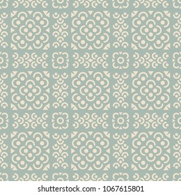 Antique seamless background Round Curve Cross Flower Square Line, Ideal for wallpaper decoration or greeting card design template.
