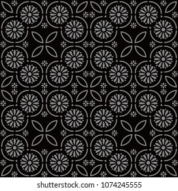 Antique seamless background Round Curve Cross Frame Line Flower, Ideal for wallpaper decoration or greeting card design template.