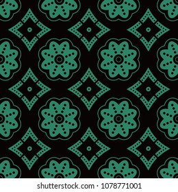 Antique seamless background Round Curve Dot Line Flower Frame, Ideal for wallpaper decoration or greeting card design template.