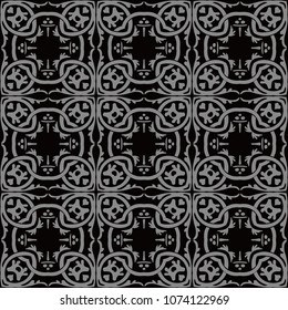 Antique seamless background Round Spiral Curve Cross Botanic Chain Frame Plant, Ideal for wallpaper decoration or greeting card design template.