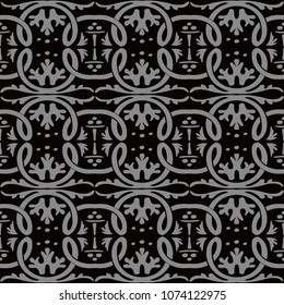 Antique seamless background Round Spiral Curve Cross Plant Vine Frame, Ideal for wallpaper decoration or greeting card design template.