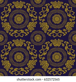 Antique seamless background round spiral frame flower vine