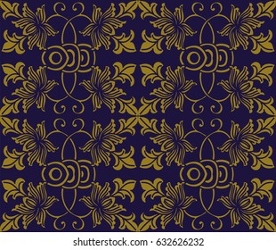 Antique seamless background round spiral cross vine leaf