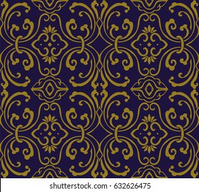 Antique seamless background round spiral wave vine chain