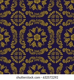 Antique seamless background spiral cross flower vine