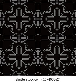 Antique seamless background Spiral Curve Cross Frame Flower Tracery, Ideal for wallpaper decoration or greeting card design template.