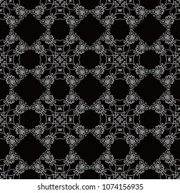 Antique seamless background Spiral Curve Check Cross Frame Flower Crest, Ideal for wallpaper decoration or greeting card design template.