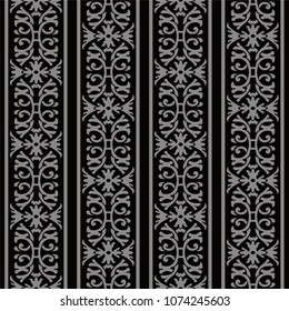 Antique seamless background Spiral Curve Cross Garden Frame Flower Chain, Ideal for wallpaper decoration or greeting card design template.