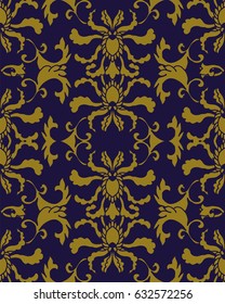 Antique seamless background spiral curve garden leaf flower