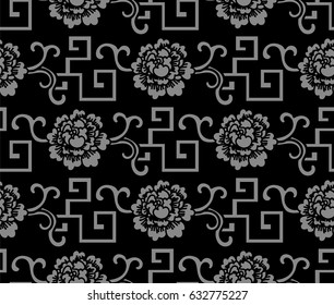 Antique seamless background spiral geometry vine flower
