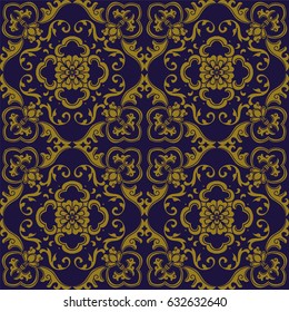 Antique seamless background spiral leaf vine flower