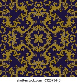 Antique seamless background spiral wave cross flower