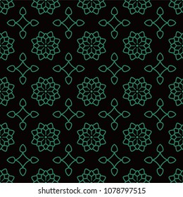 Antique seamless background Star Curve Cross Frame Flower, Ideal for wallpaper decoration or greeting card design template.