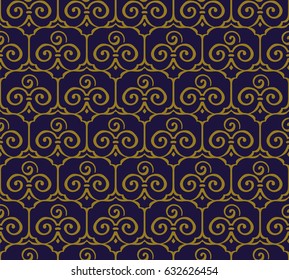 Antique seamless background trefoil curve spiral cross frame