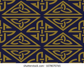 Antique seamless background Triangle Check Cross Frame Chain, Ideal for wallpaper decoration or greeting card design template.