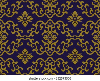 Antique seamless background wave curve spiral flower cross