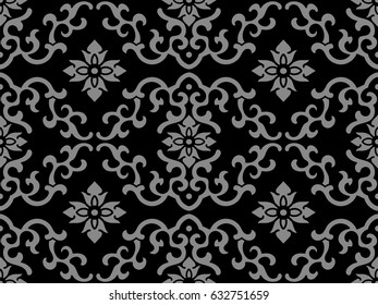 Antique seamless background wave curve spiral flower cross