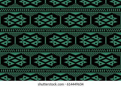 Antique seamless green background aboriginal check square geometry