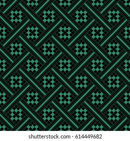 Antique seamless green background check geometry cross mosaic
