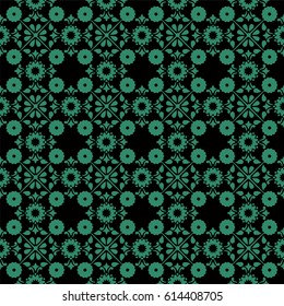 Antique seamless green background cross round vintage flower