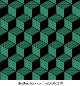 Antique seamless green background cubic line geometry