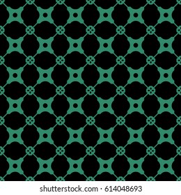 Antique seamless green background diamond cross round flower