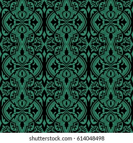 Antique seamless green background flower plant leaf vine