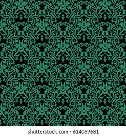 Antique seamless green background flower leaf kaleidoscope