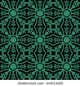 Antique seamless green background flower vine calyx leaf